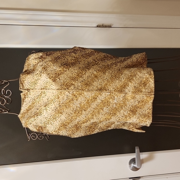 Fitted vintage gold satin beaded top - Picture 3 of 5